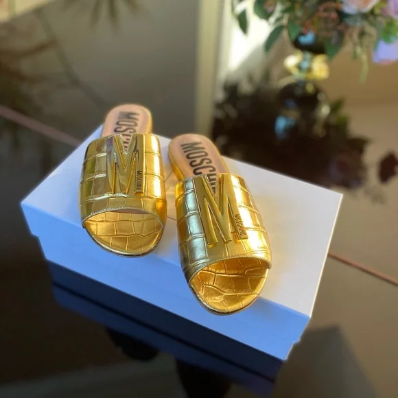 Moschino Croc Embossed Slide Sandal - Picture 16 of 16